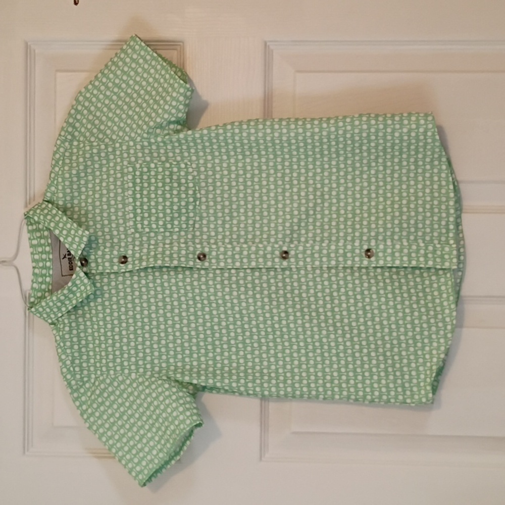 Eddie Bauer Boys Kids Green Golf Patterned Shirt Size 8